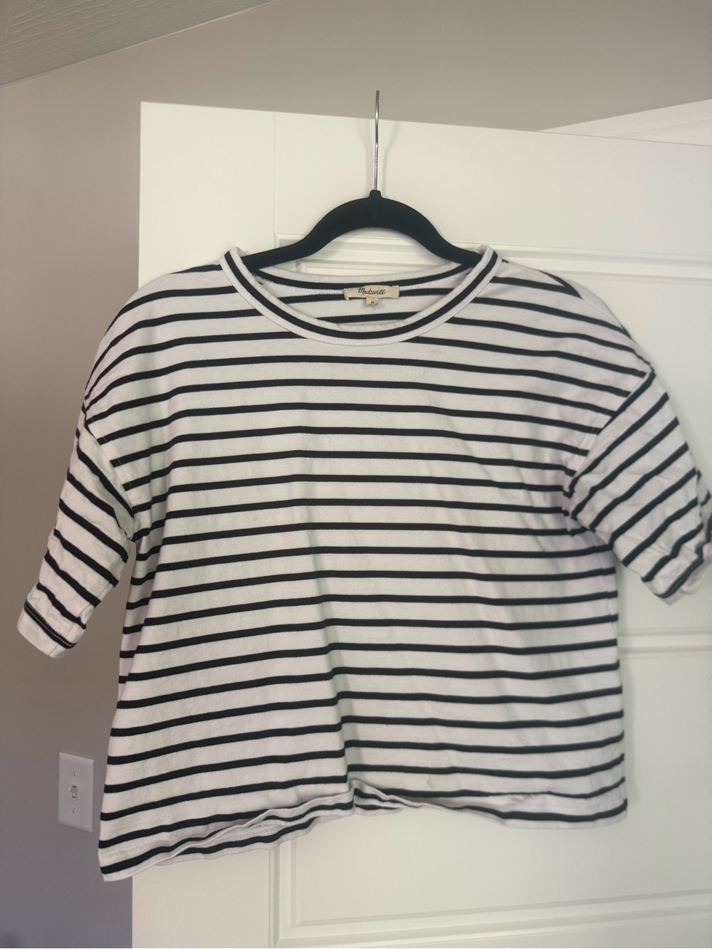 Madewell White & Black Striped Short-Sleeve Tee